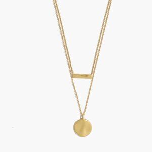 Hammered Bar and Coin Necklace Set – Gold-Plated, OK Condition